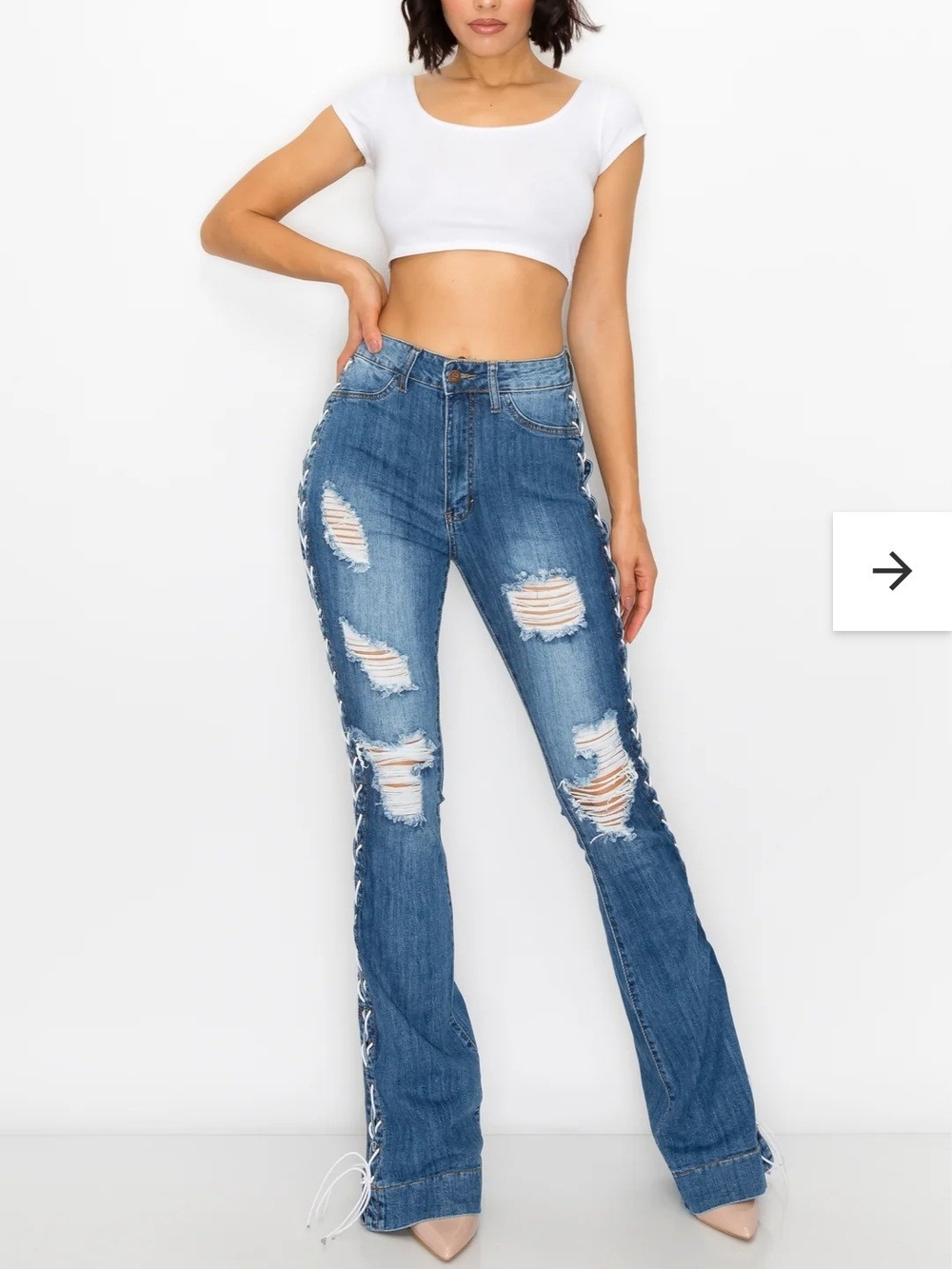 Fashion To Figute Lace-Up Side Bootcut Jeans